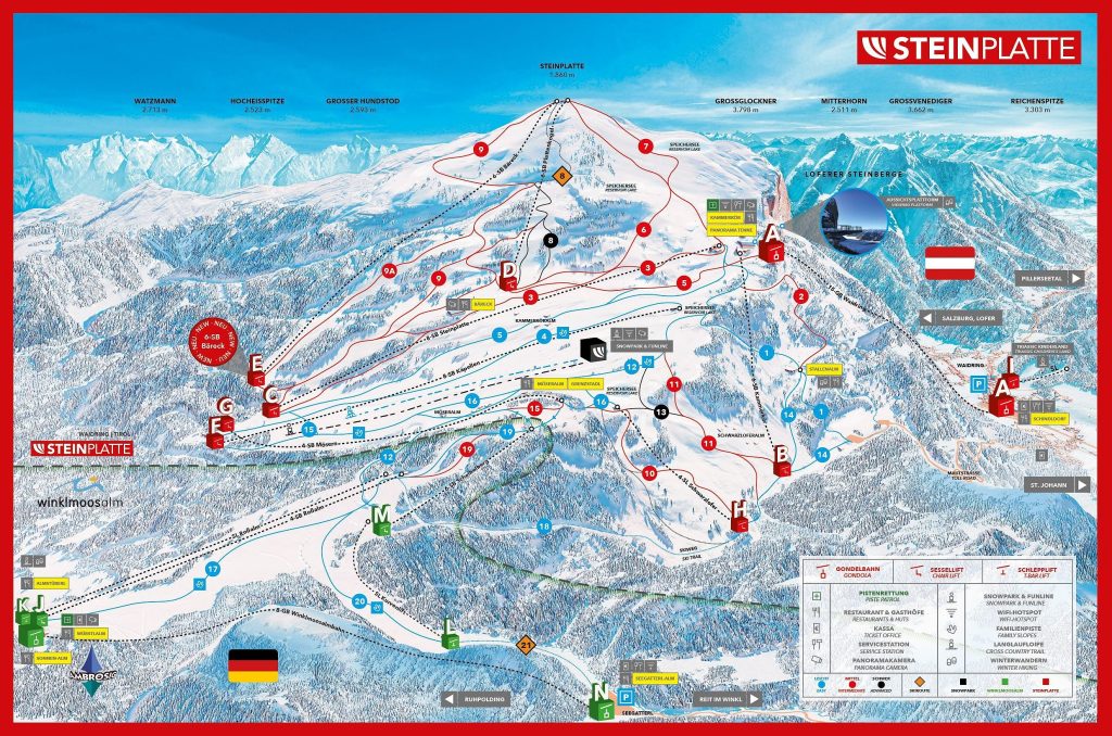 Steinplatte Winkelmoosalm Trail Map